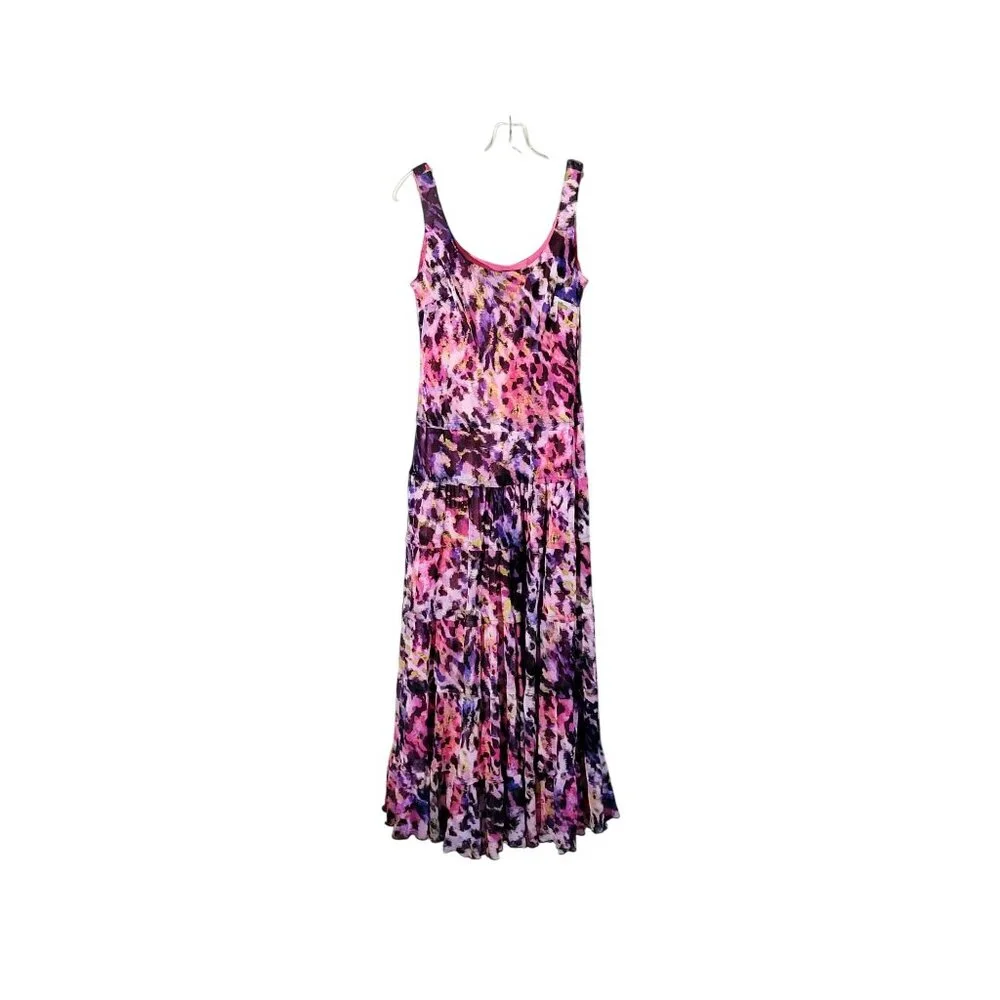 Jones New York Pink Multi Sleeveless A-Line Midi Dress Size 4 - Picture 1 of 5